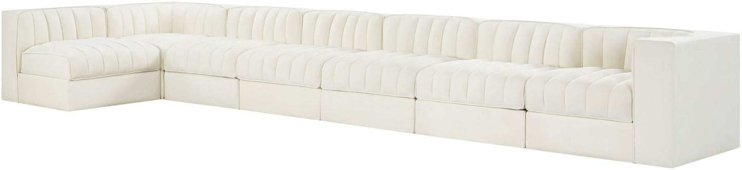 Rummi - Velvet Performance Fabric Upholstered 7 Piece Modular Sectional, L-Shaped (Right)