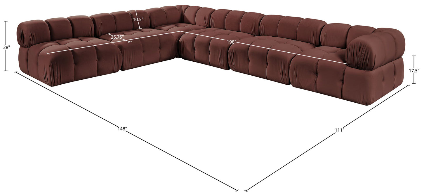 Orin - Velvet 6 Piece Modular L-Shaped Sectional