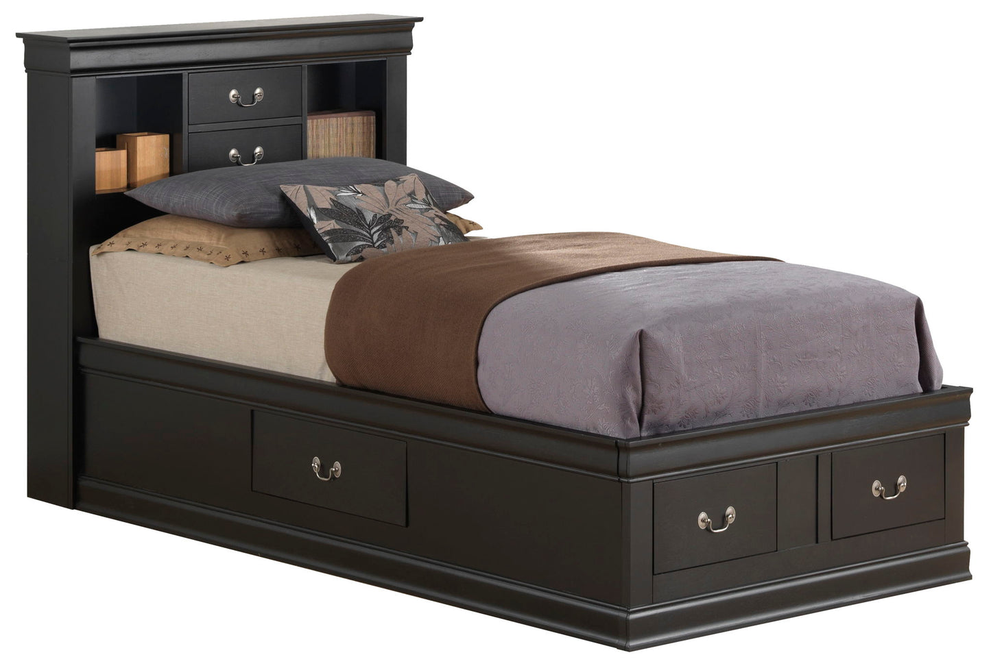 Glory Furniture - Louis Phillipe - Bookcase Storage Bed