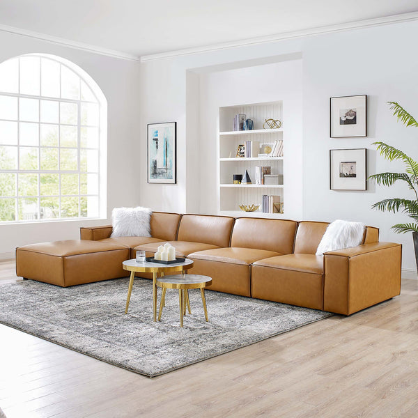Restore 5-Piece Vegan Leather Sectional Sofa - Tan