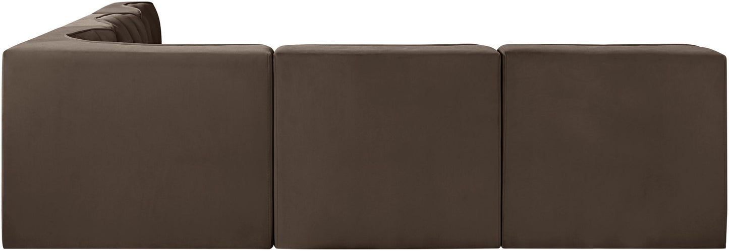 Rummi - Armless Velvet Performance Fabric Upholstered 5 Piece Modular Sectional