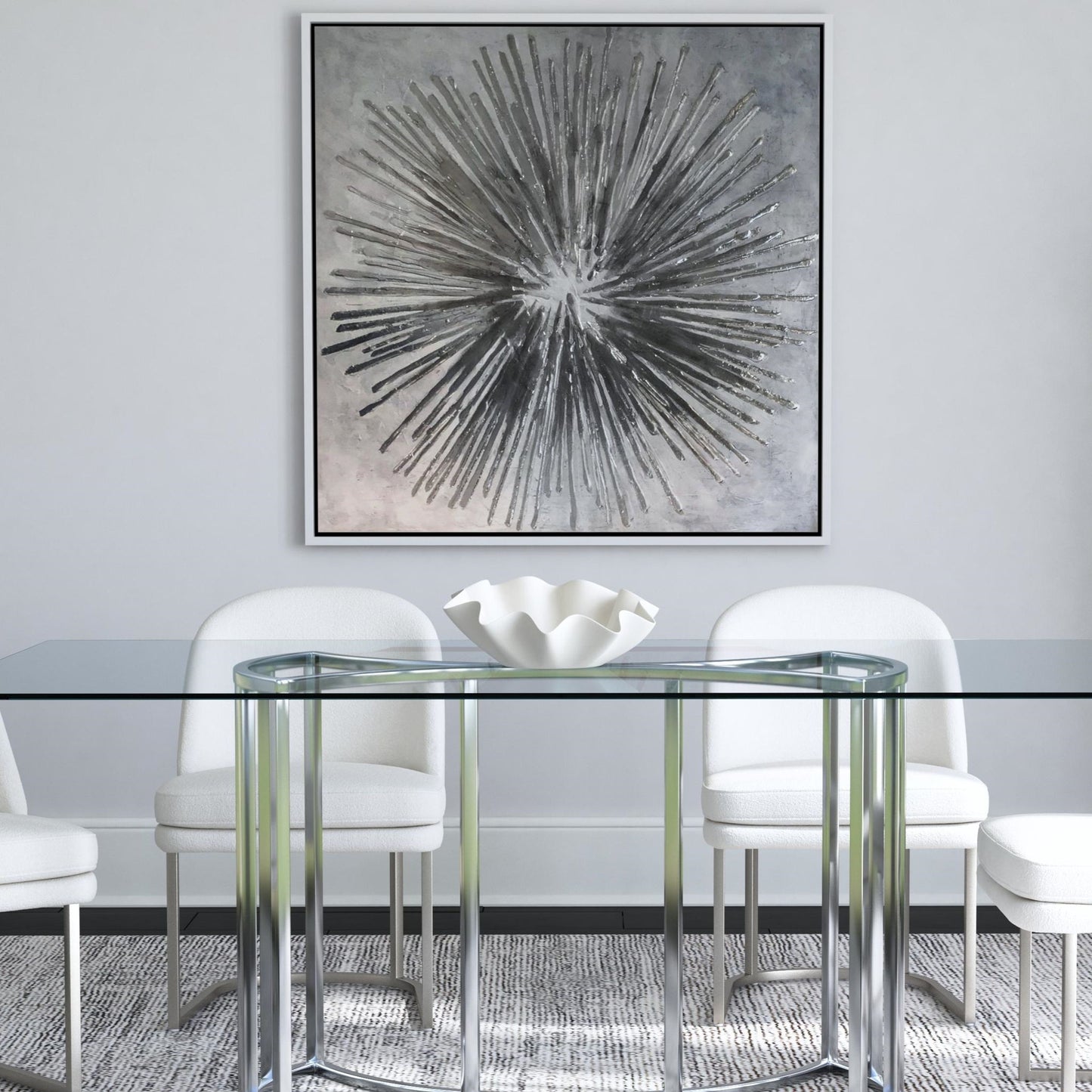 Energy Burst Canvas Art - Pearl Silver