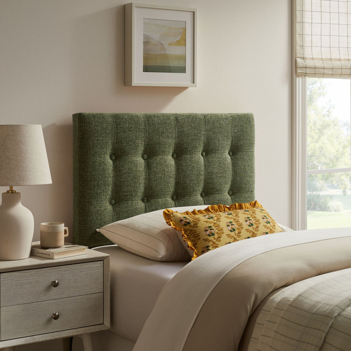Emily Upholstered Fabric Headboard - Twin, Foliage