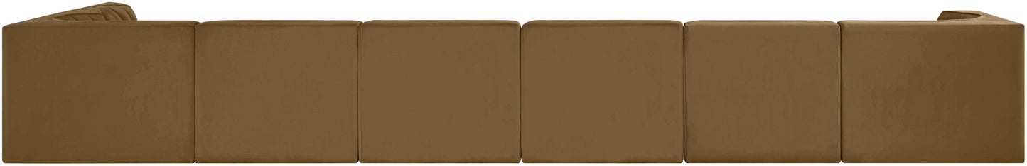 Rummi - Velvet Performance Fabric Upholstered 7 Piece Modular Sectional, L-Shaped (Right)