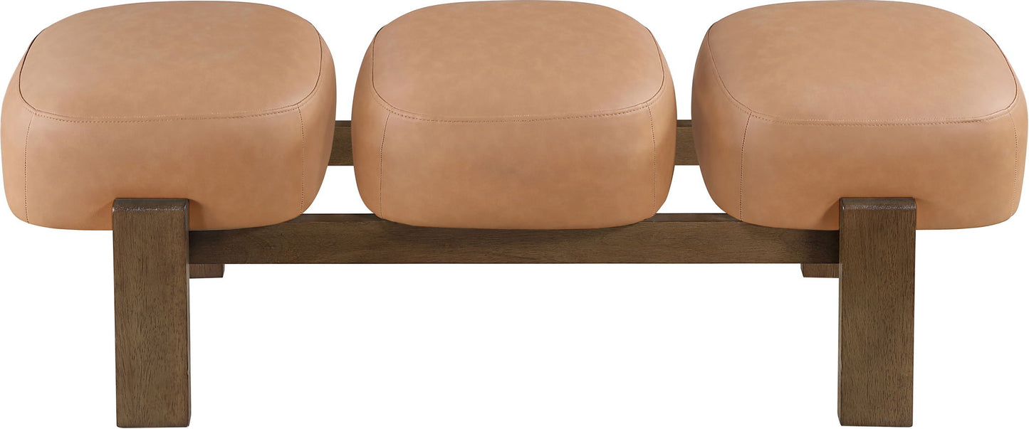 Woodcrest - Vegan Leather Upholstered Bench - Painted Brown Walnut Base