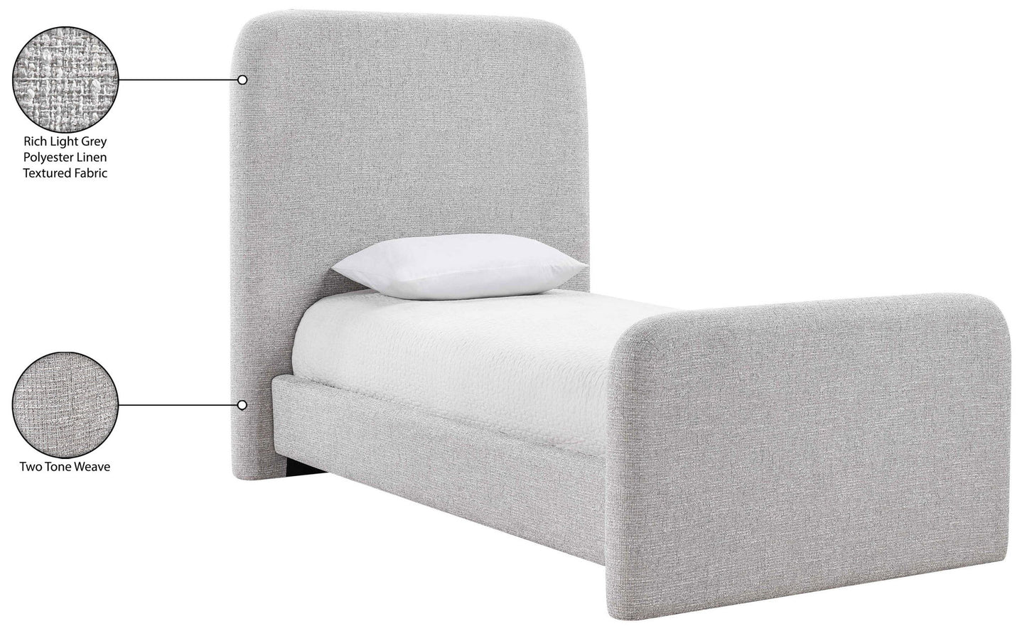 Fira - Linen Textured Fabric Upholstered Bed