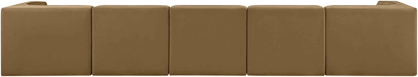 Rummi - Velvet Performance Fabric Upholstered 5 Piece Modular Sofa