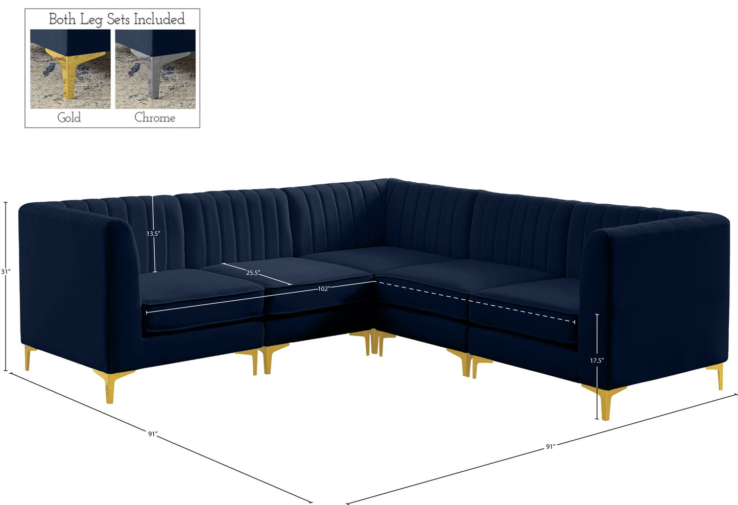 Alina - 5 Piece Modular Corner Sectional