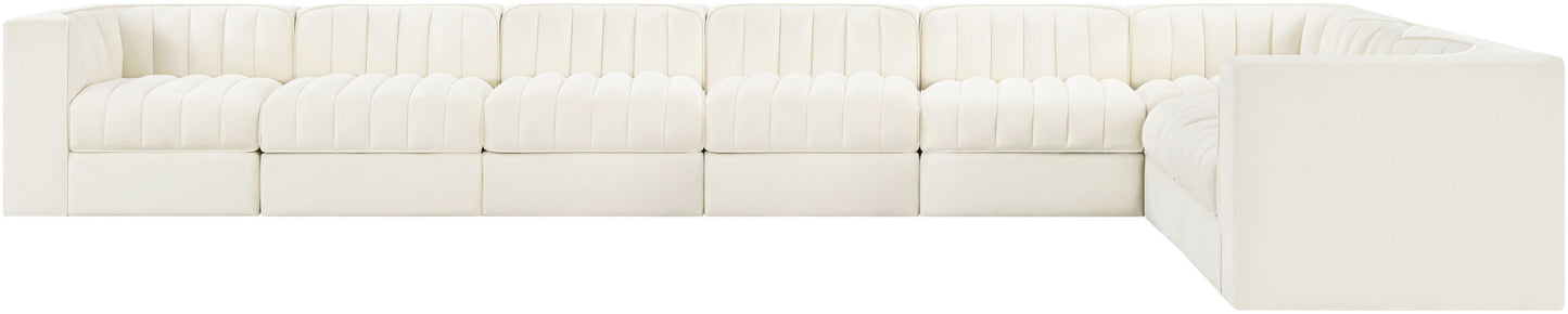 Rummi - Velvet Performance Fabric Upholstered 8 Piece Modular Sectional (With 3 Corner Chairs)