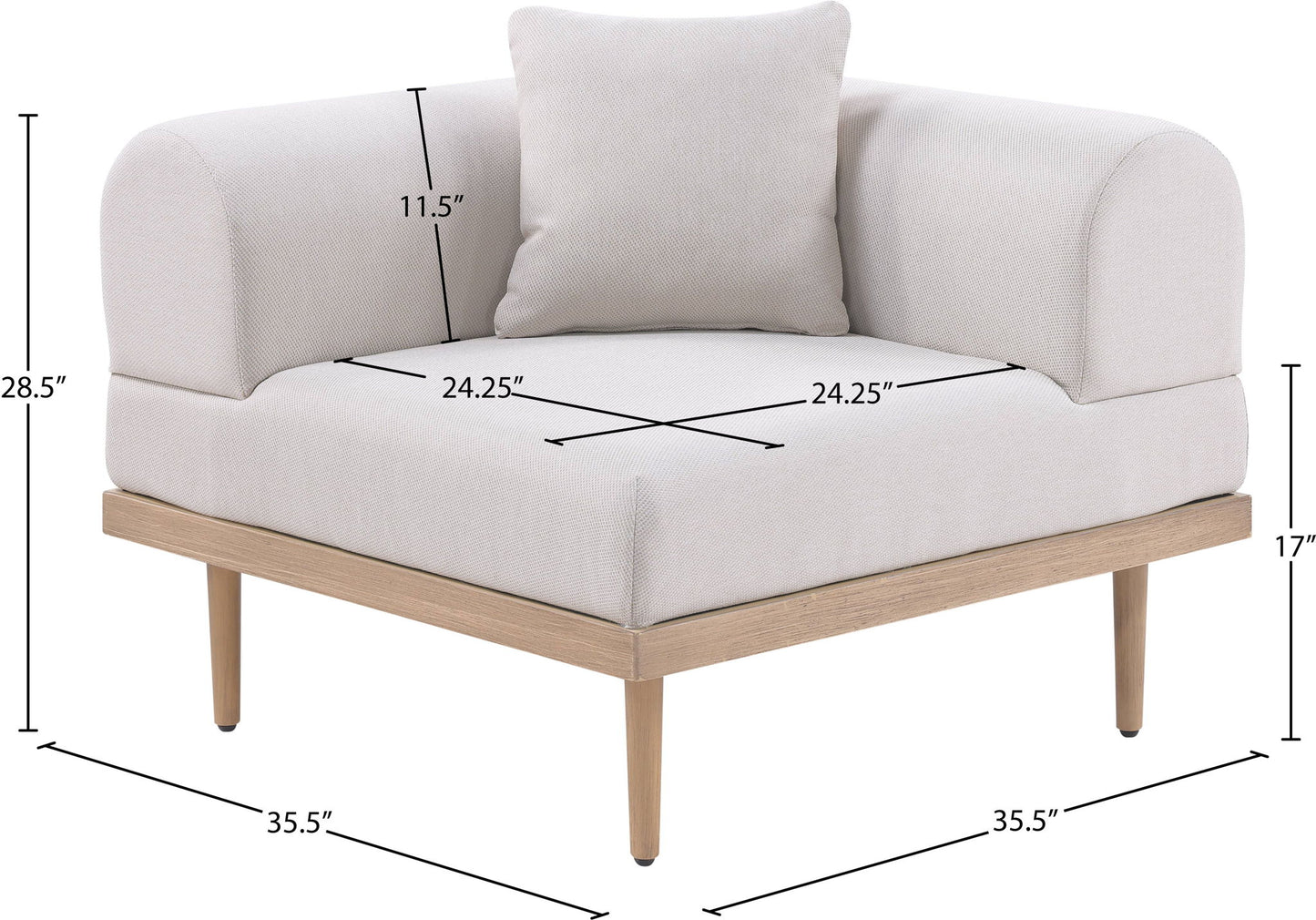 Laguna - Resilient Water Resistant Fabric Upholstered Outdoor Patio Modular Corner Chair