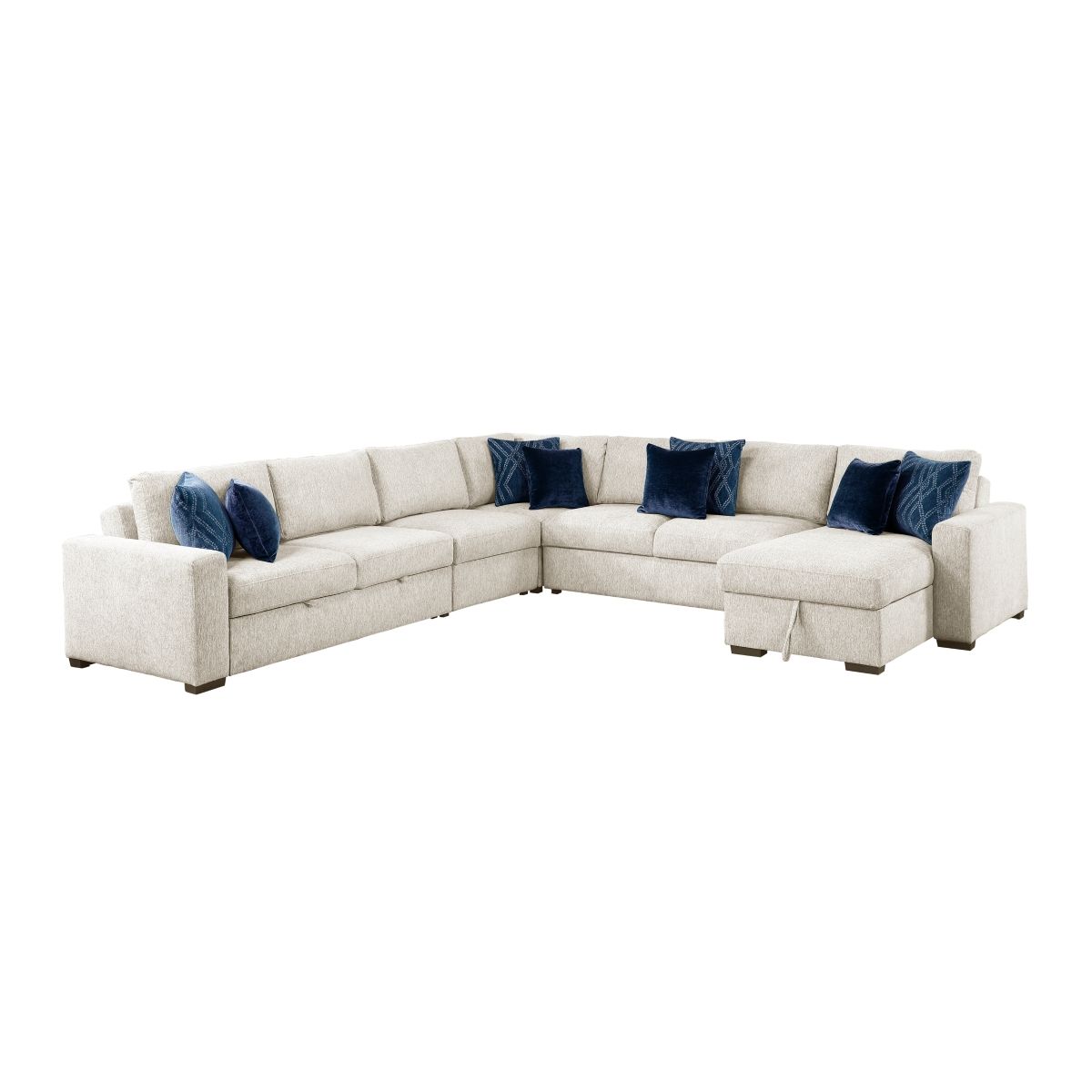 Isla 5-Piece Sectional with Reversible Chaise, Pull-out Bed and Hidden Storage