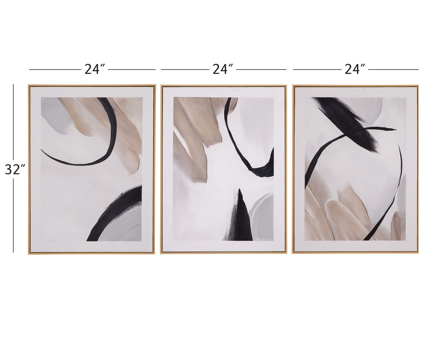 Eartha Canvas Art (Set of 3) - Beige / Black