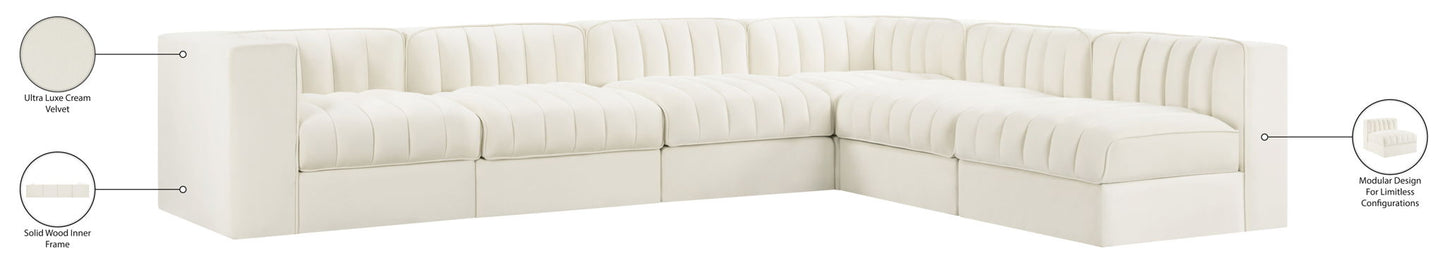 Rummi - Velvet Performance Fabric Upholstered 6 Piece Modular Sectional (With 3 Corner Chairs)