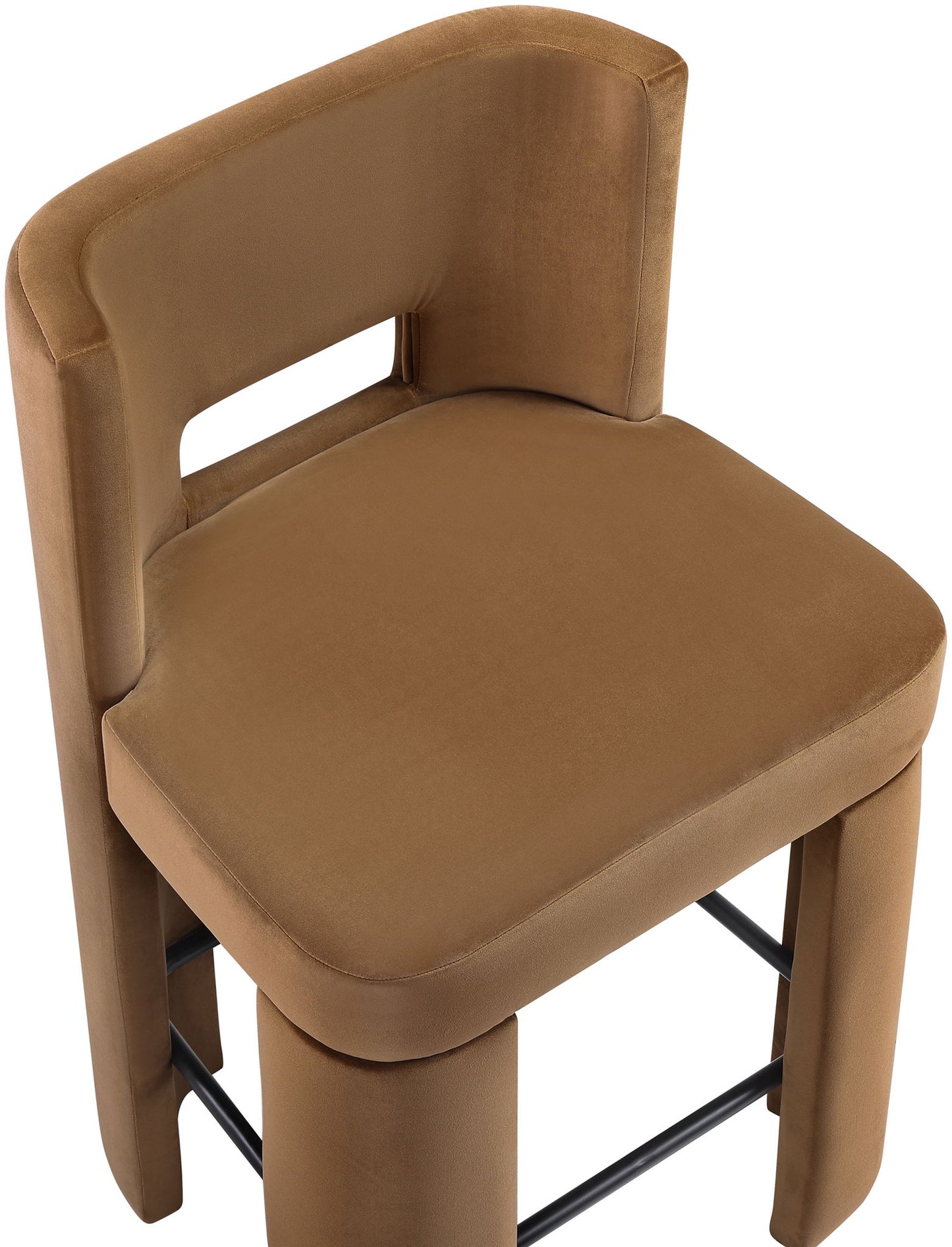 Zuno - Velvet Performance Fabric Upholstered Counter Stool (Set of 2) - Saddle