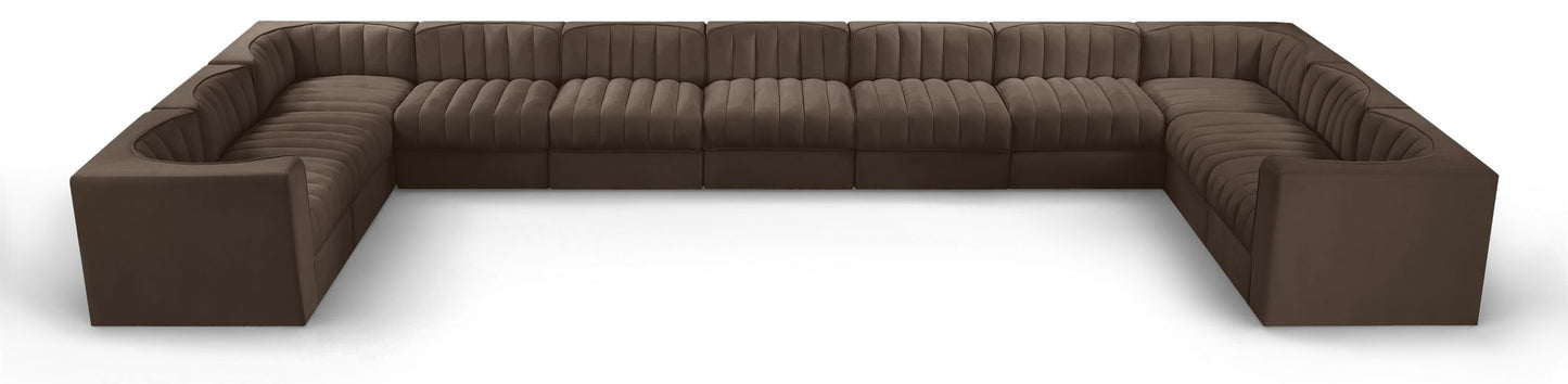 Rummi - Velvet Performance Fabric Upholstered 11 Piece Modular Sectional