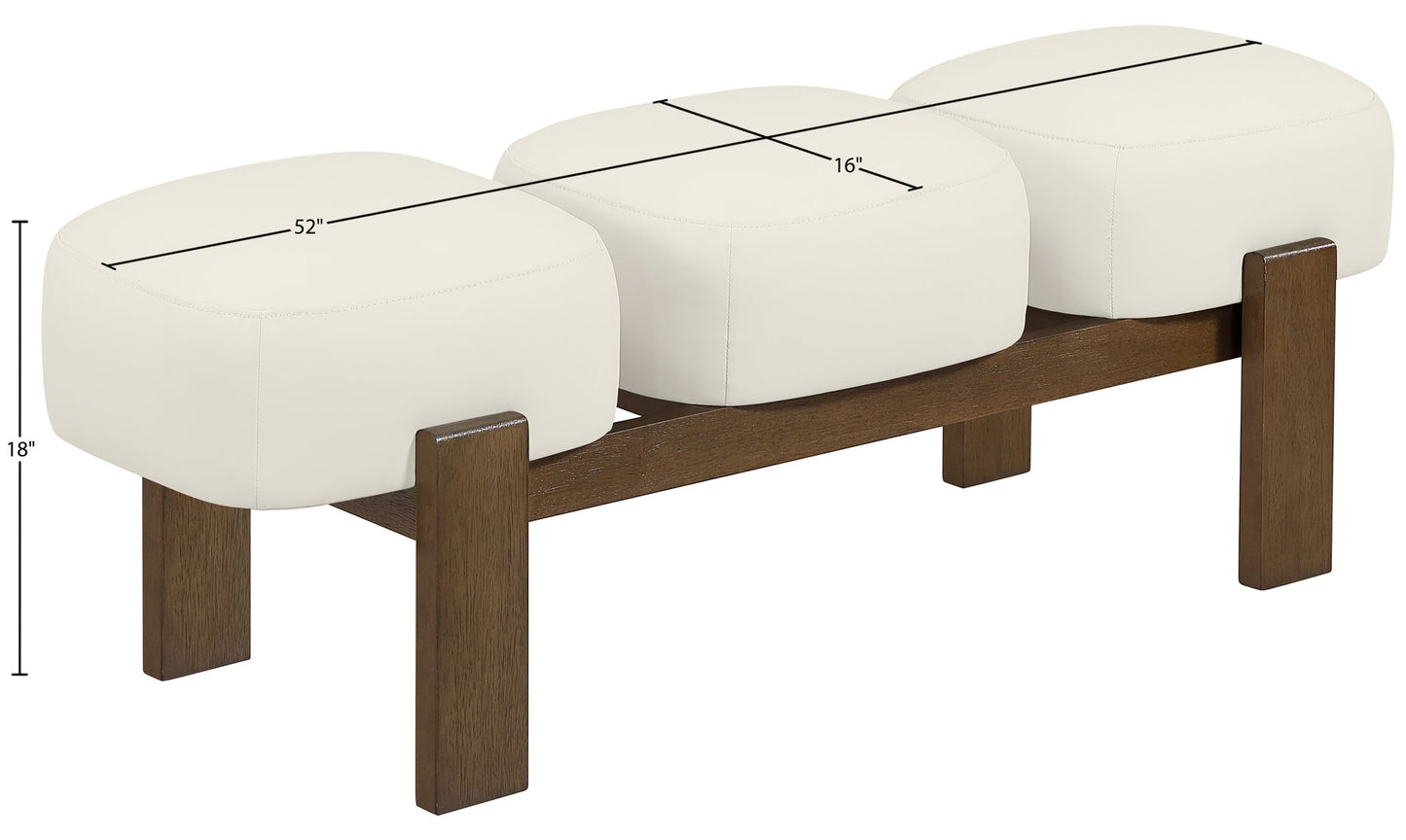 Woodcrest - Vegan Leather Upholstered Bench - Painted Brown Walnut Base