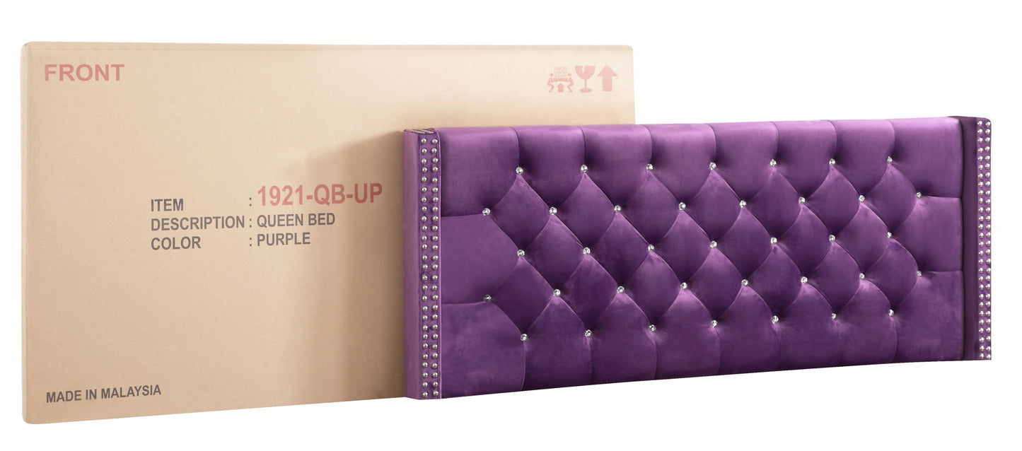 Glory Furniture - Julie - Faux Crystals Tufted Upholstered Bed