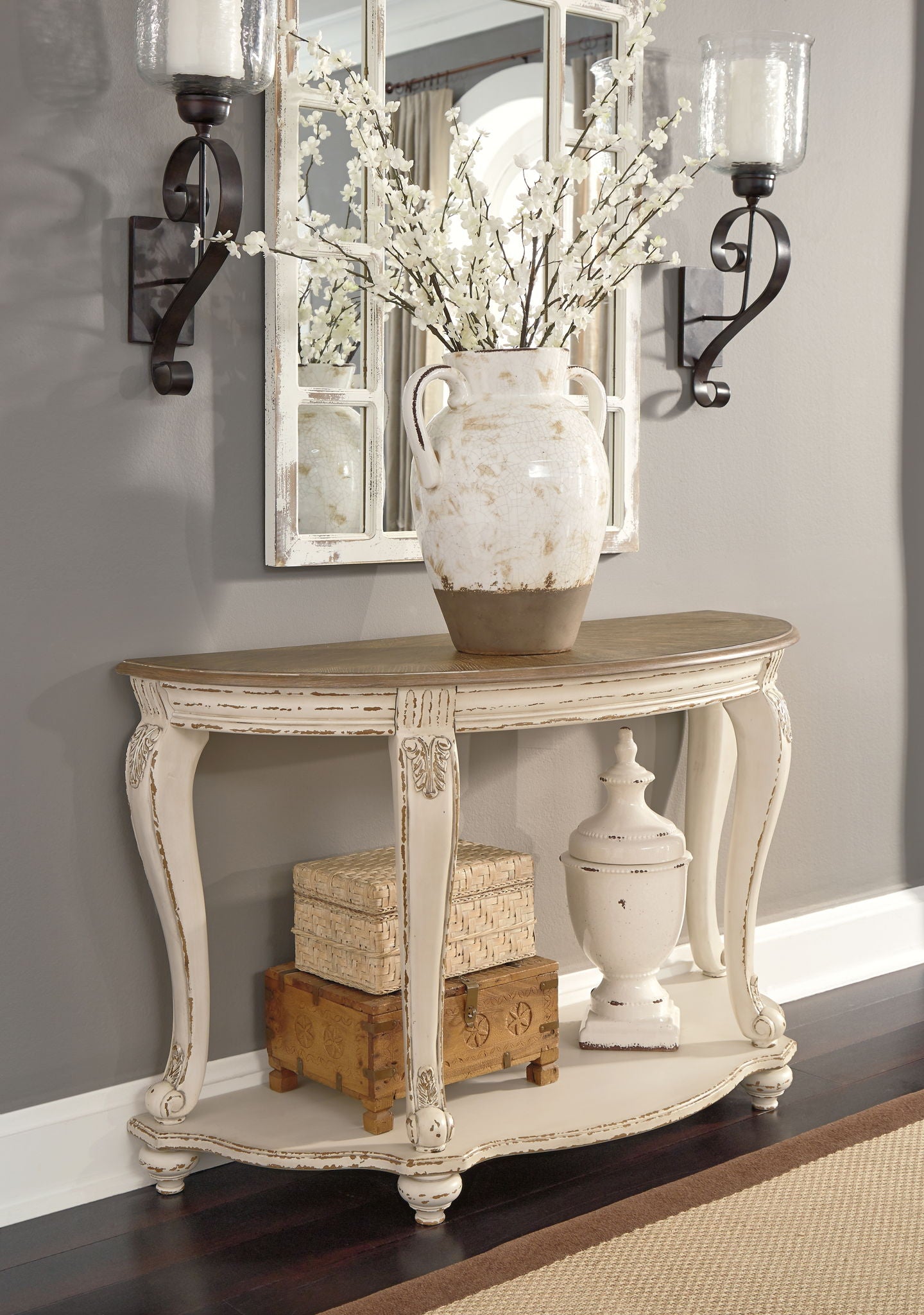 Realyn - Sofa Table - White / Brown