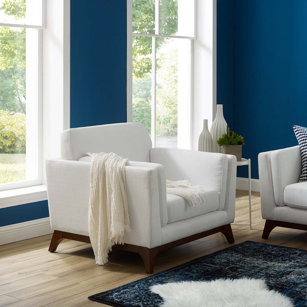 Chance Upholstered Fabric Armchair - White