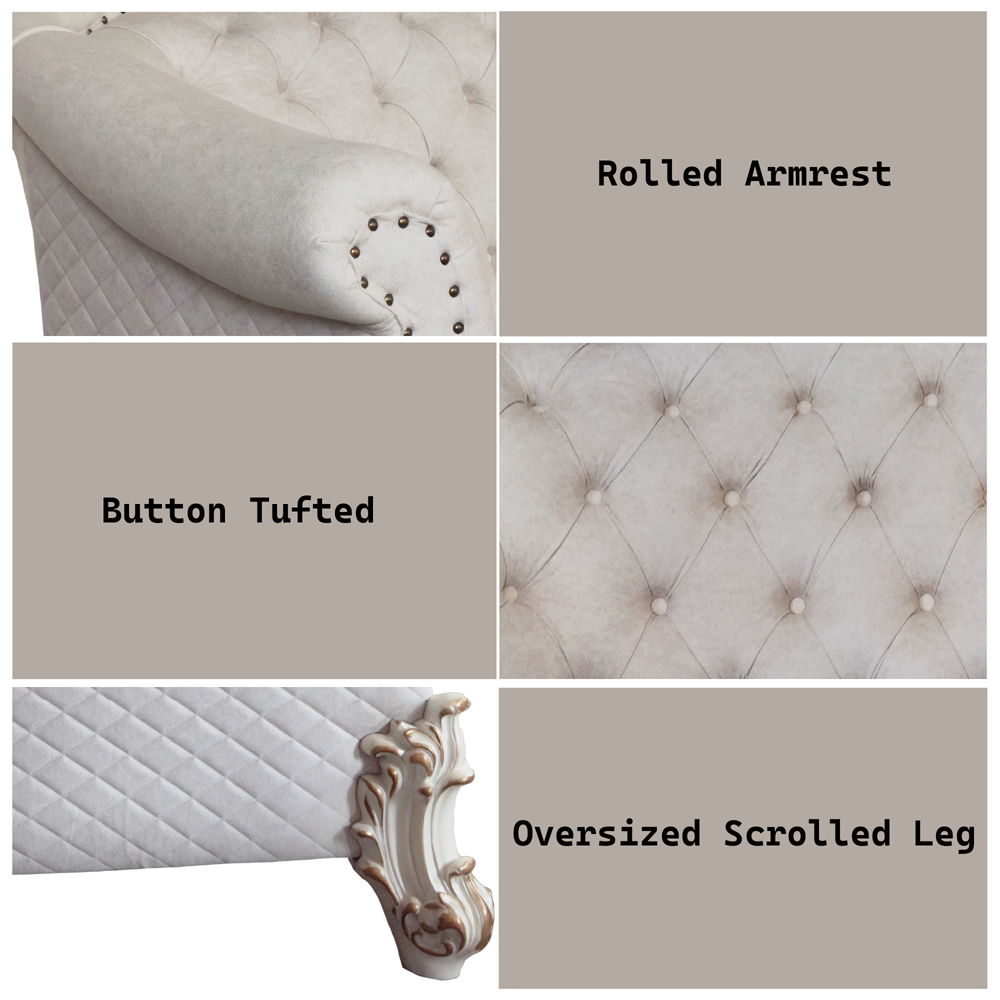 Vendome II - Loveseat With 4 Pillows - Two Tone Ivory Fabric & Antique Pearl