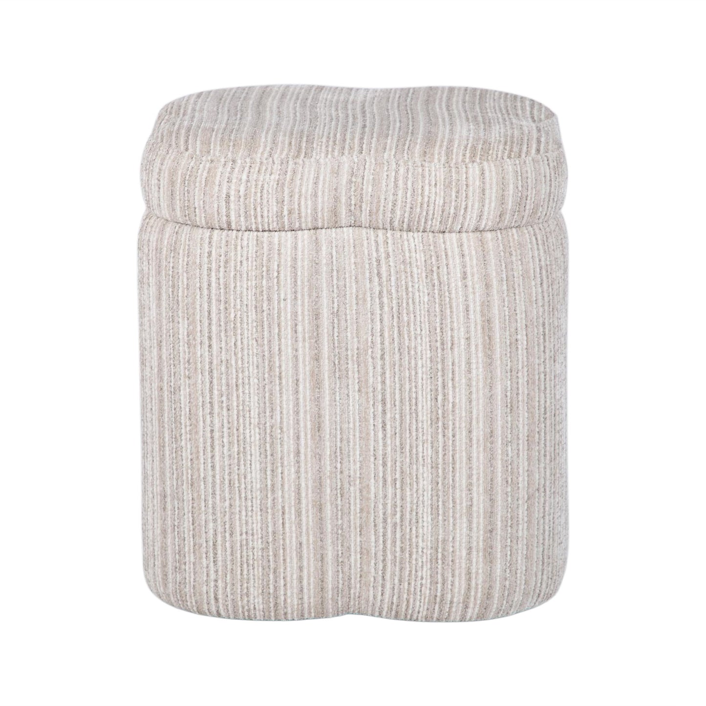 Lilou - Striped Jacquard Storage Stool - Cream