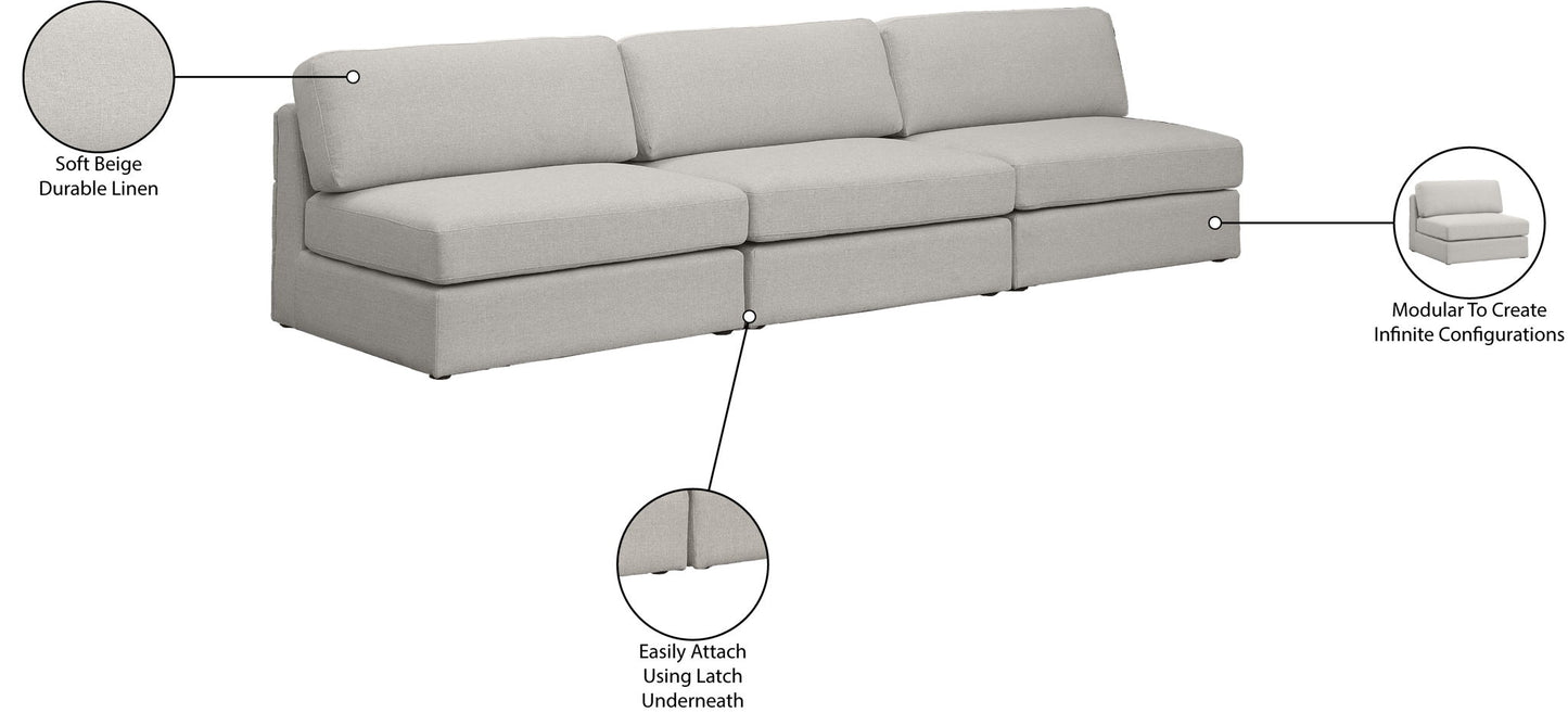 Beckham - Modular 3 Seat Armless Sofa