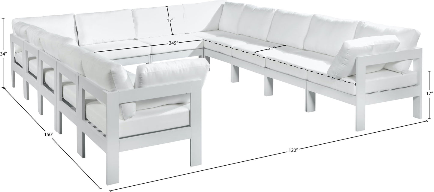 Nizuc - Outdoor Patio 12 Piece Modular Sectional With White Frame