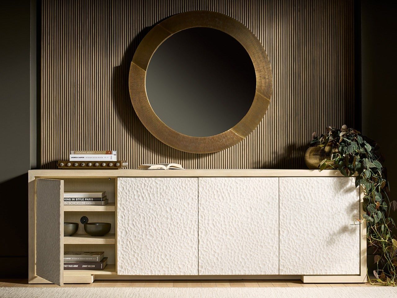 Modern - Aurora Credenza - White / Light Brown