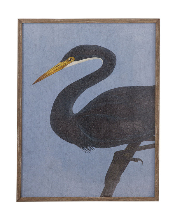 Bayou Heron II Framed Print - Blue / Black