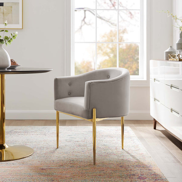 Savour Tufted Performance Velvet Accent Chair - Light Gray
