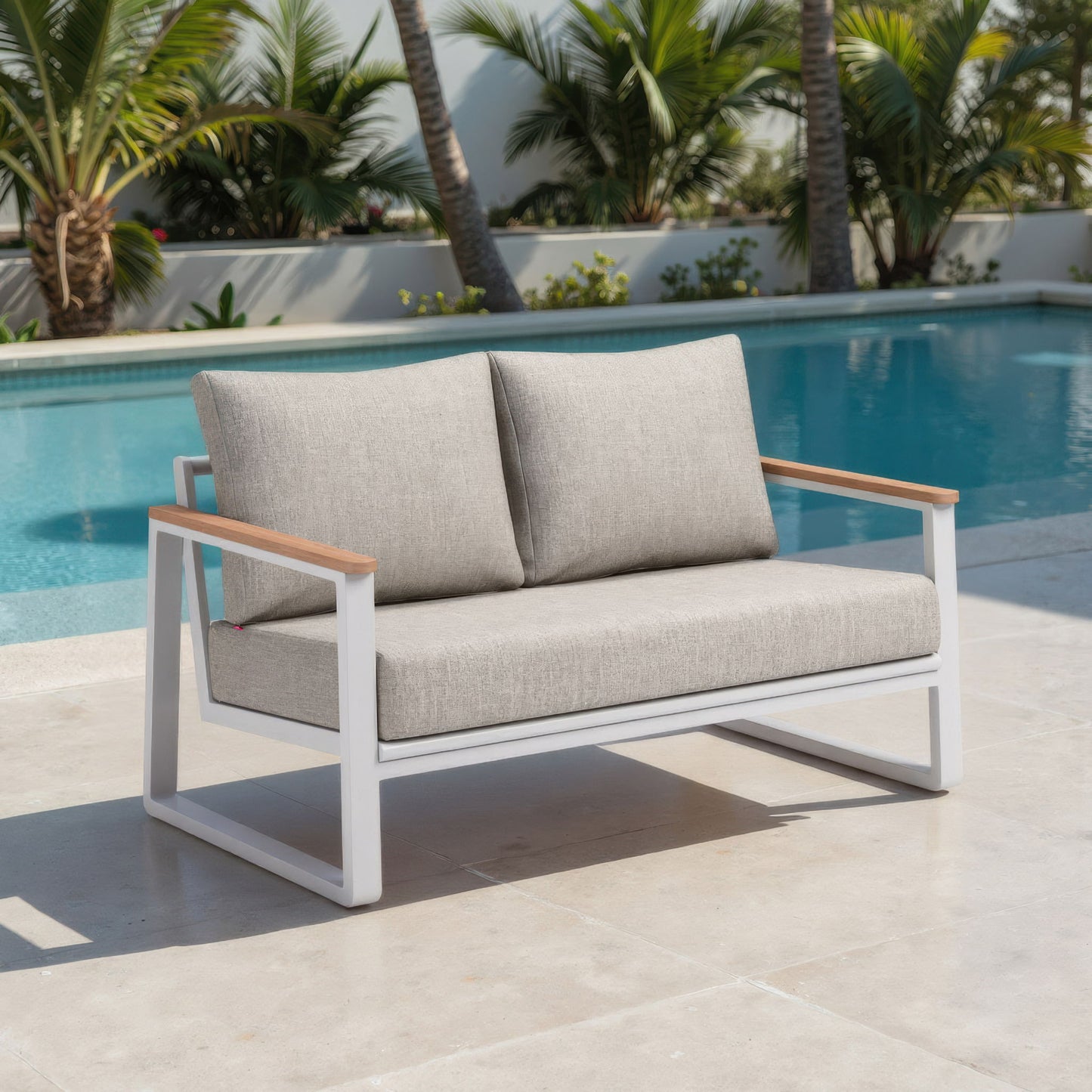 Welt - Outdoor Sofa - Taupe / White
