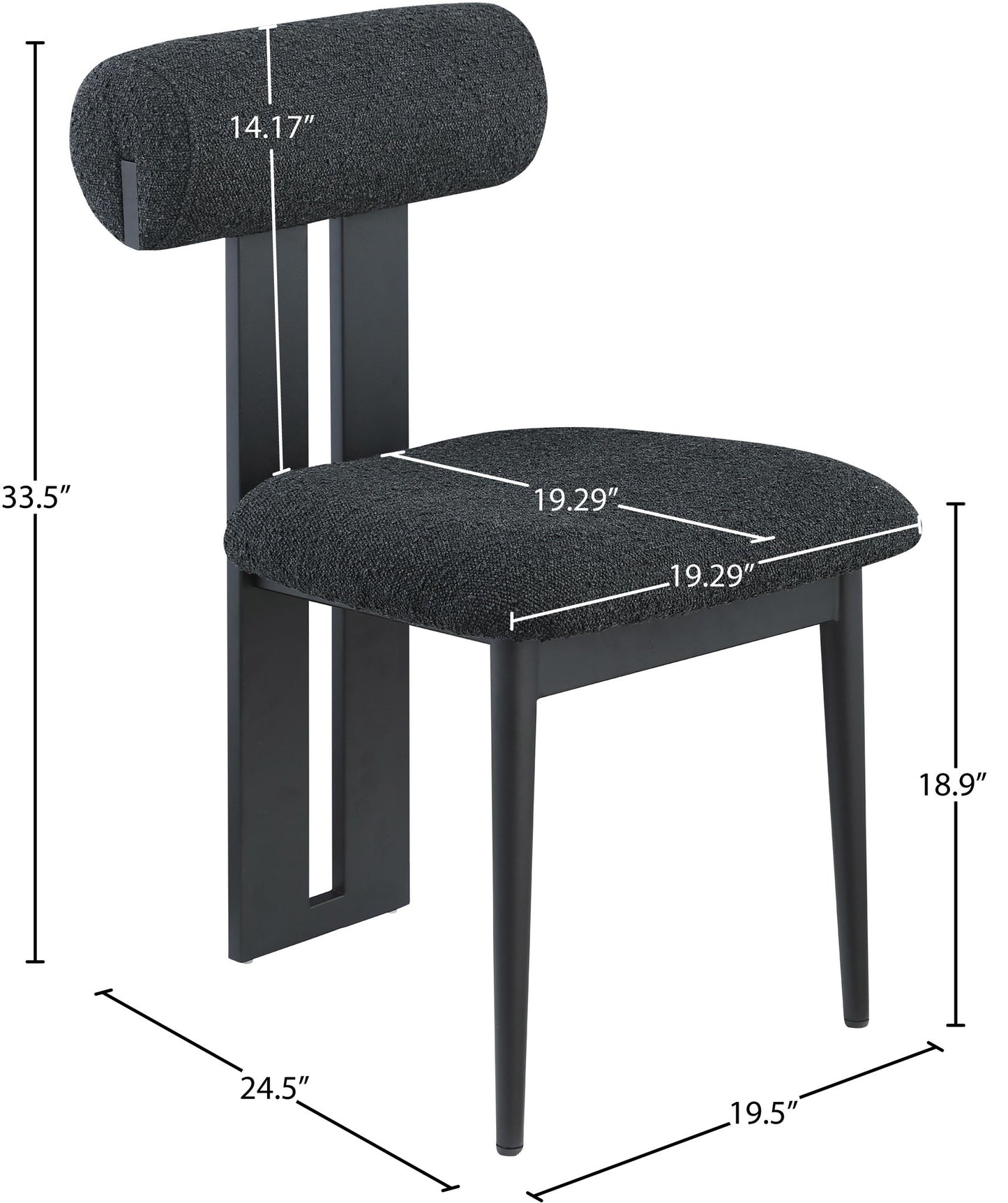 Dario - Boucle Dining Chair With Black Frame (Set of 2)