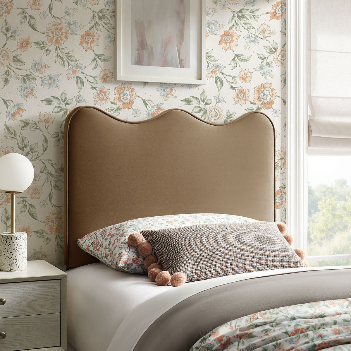 Athena Upholstered Headboard - Twin, Taupe