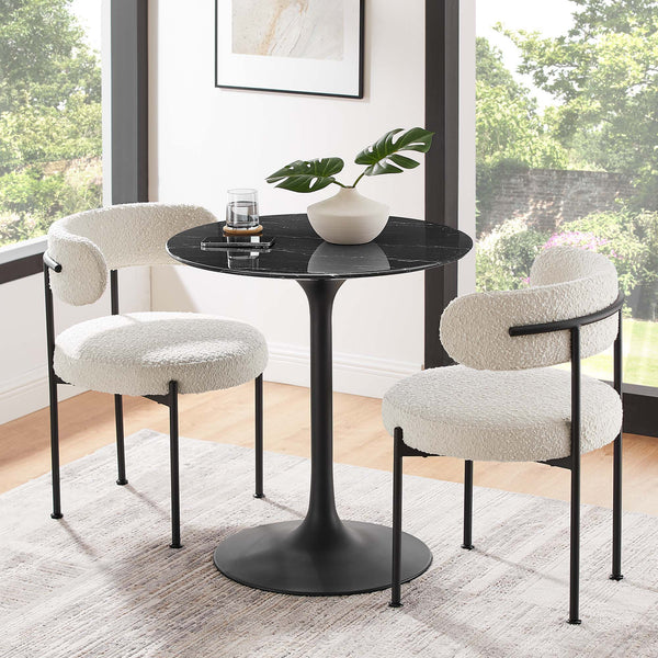 Lippa Round 28" Dining Table - Faux Marble, Black Black