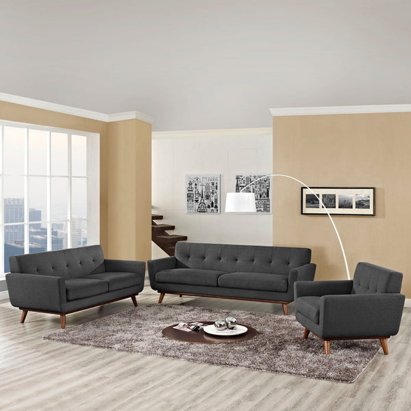 Engage Sofa Loveseat and Armchair Set of 3 - Gray