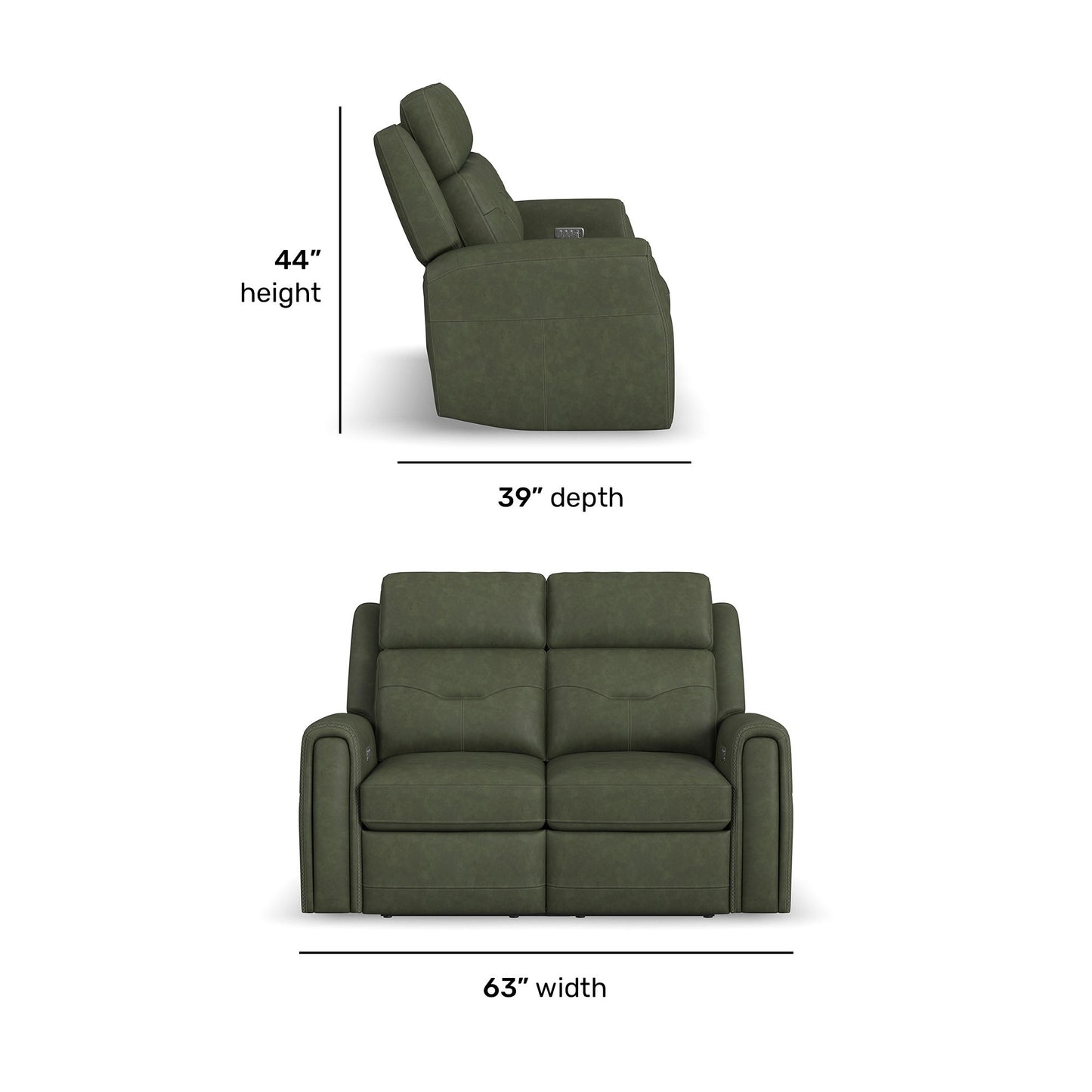 Felix - Power Reclining Loveseat With Console, Power Headrest, Lumbar, Heat & Massage