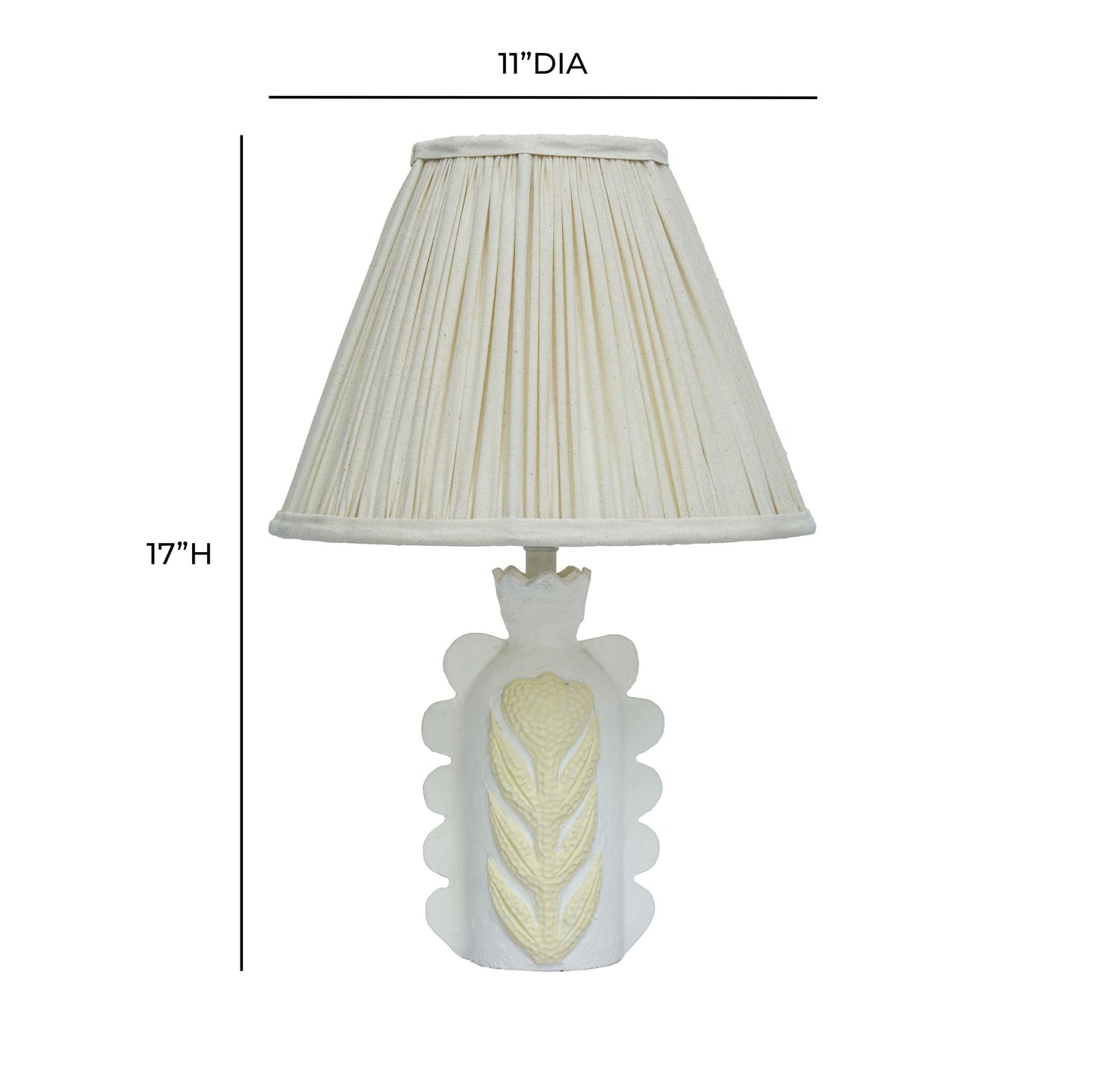 Edith - Scalloped Papier Mache Flower Pleated Table Lamp - Cream