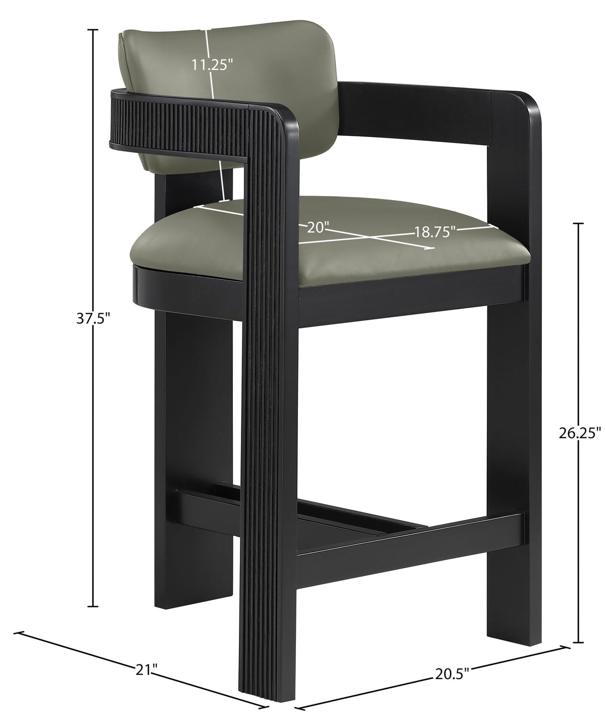 Sacha - Vegan Leather Upholstered Counter Stool With Black Base