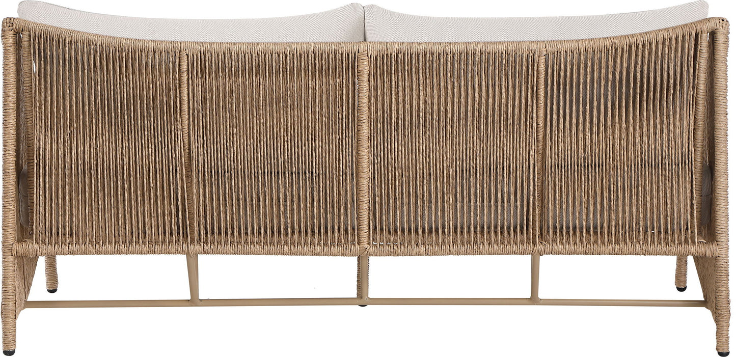 Coastline - Olefin Water Resistant Fabric And Wicker Outdoor Patio Loveseat - Beige