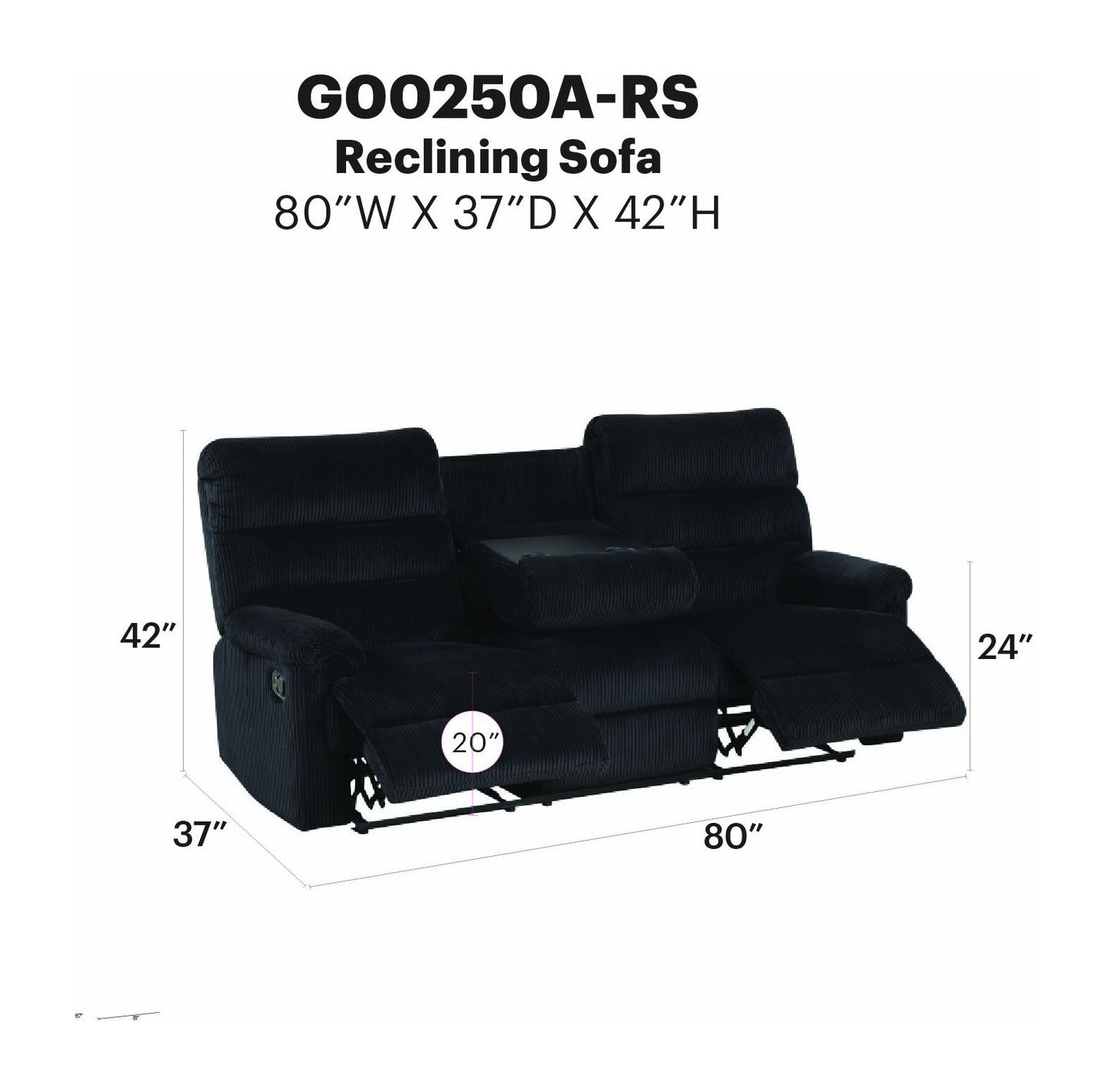 Lucie - Reclining Sofa - Black
