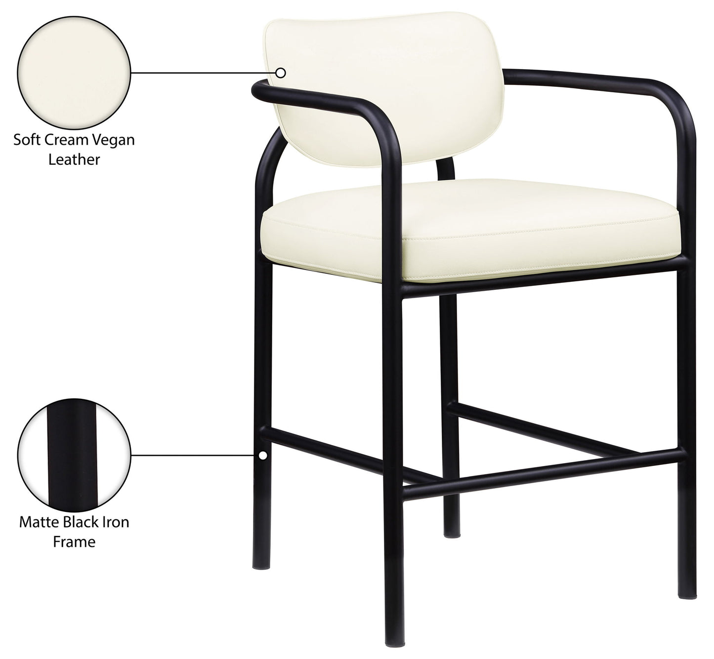 Serava - Vegan Leather Upholstered Bar Stool