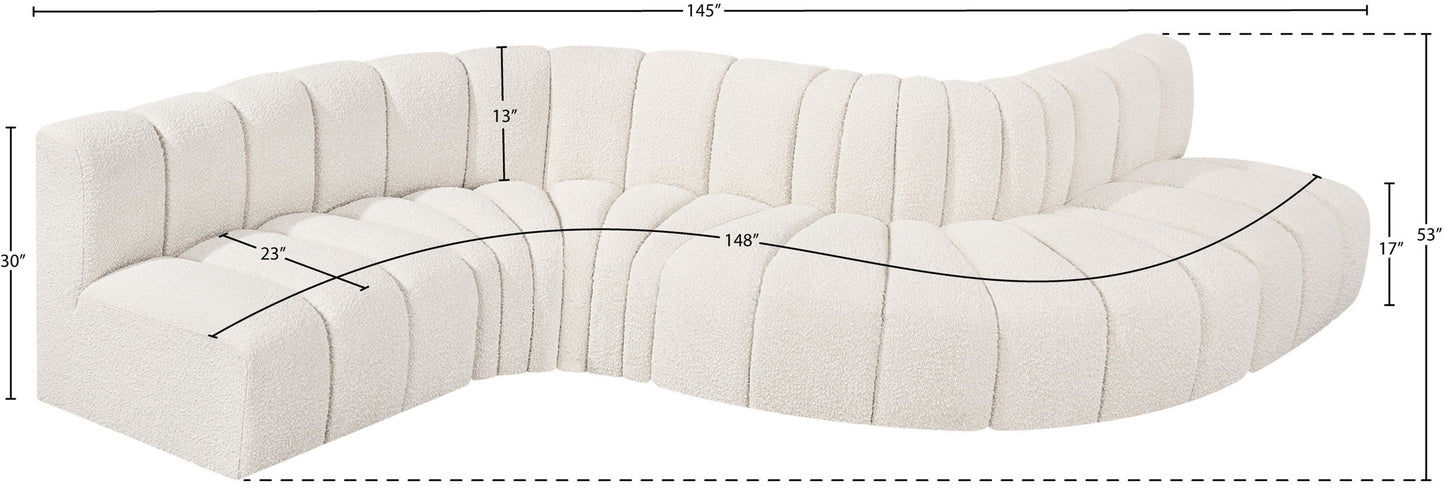 Arc - Boucle Fabric 6 Piece Curved Modular Sofa