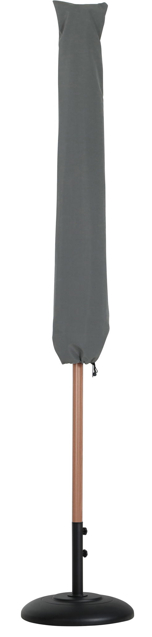 Fiji - Aluminum Patio Umbrella With Round Black And Teak Base