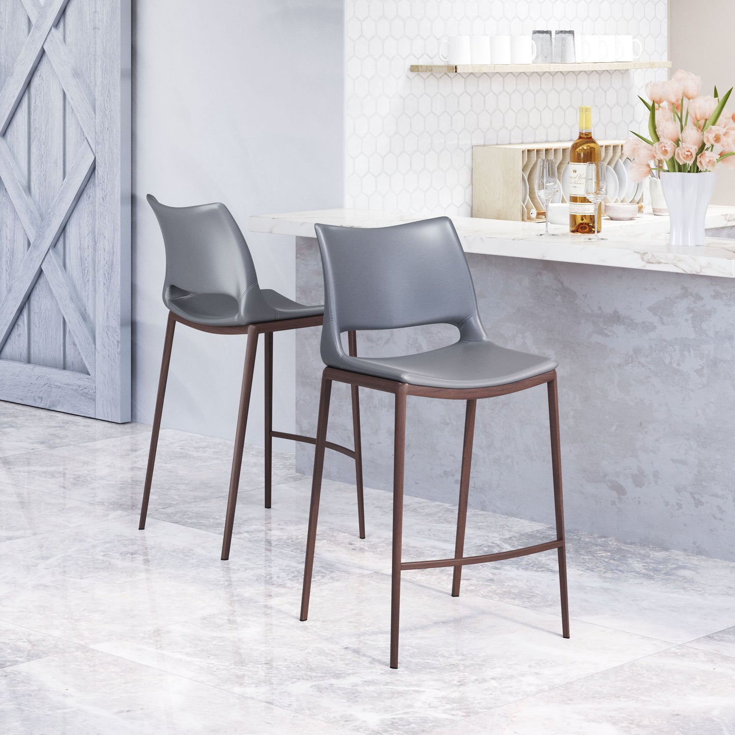 Ace - Counter Chair With Walnut Legs (Set of 2)