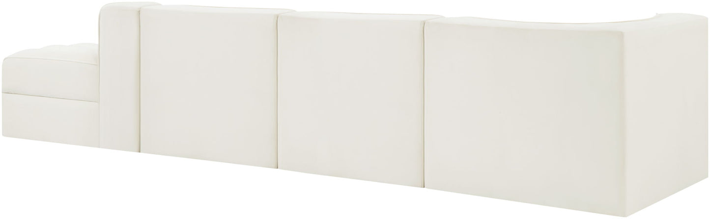 Rummi - Velvet Performance Fabric Upholstered 4 Piece Modular Sectional With Reverse Corner Chair