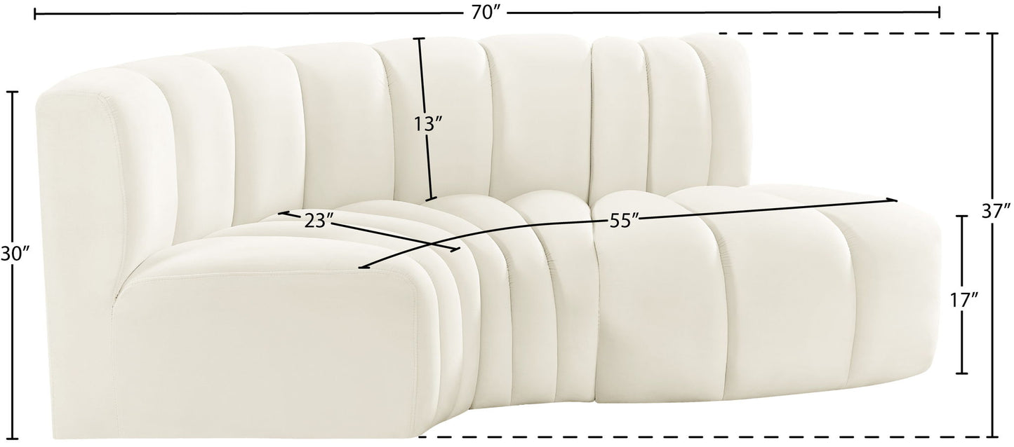 Arc - Velvet 3 Piece Modular L-Shaped Sofa