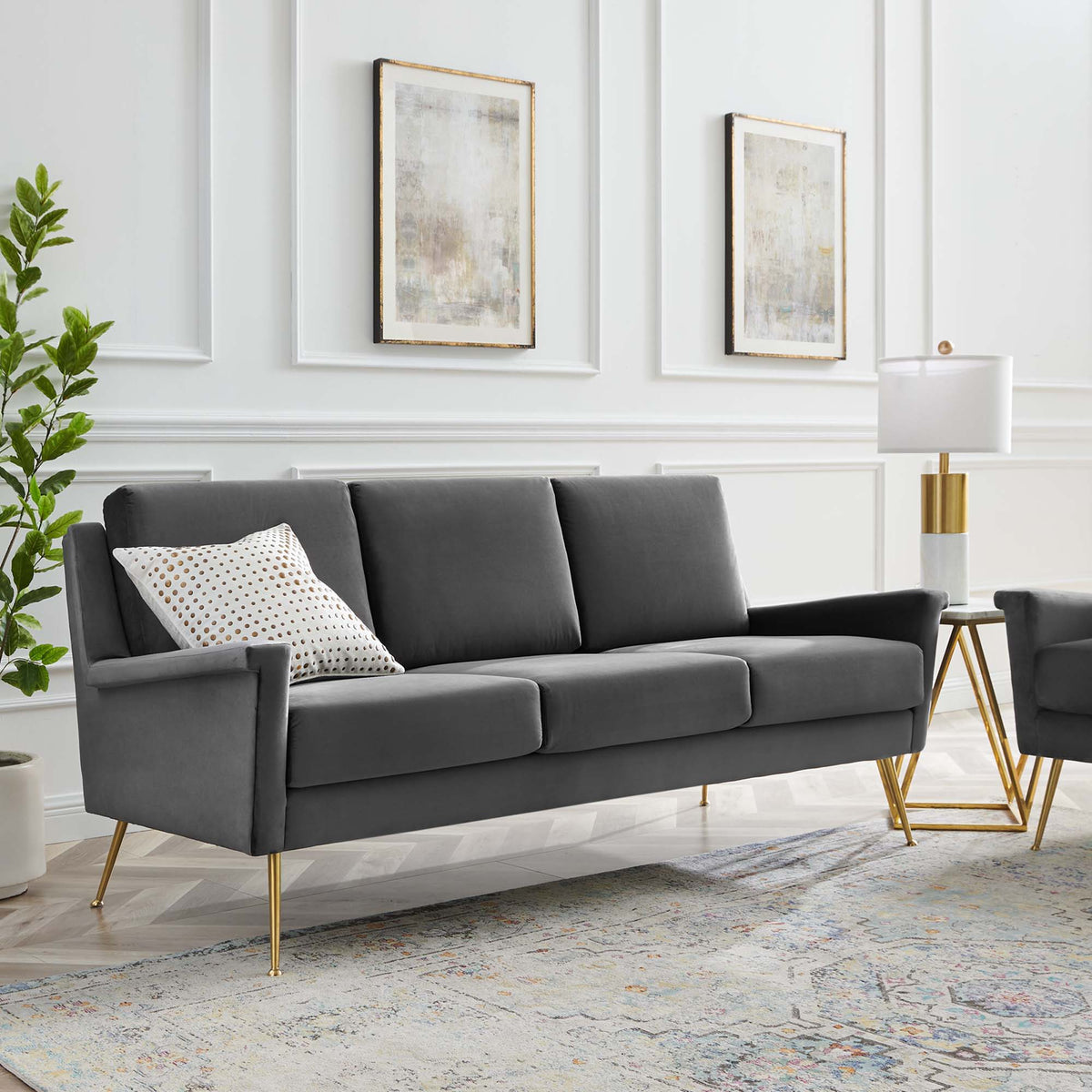 Chesapeake Performance Velvet Sofa - Gold Gray