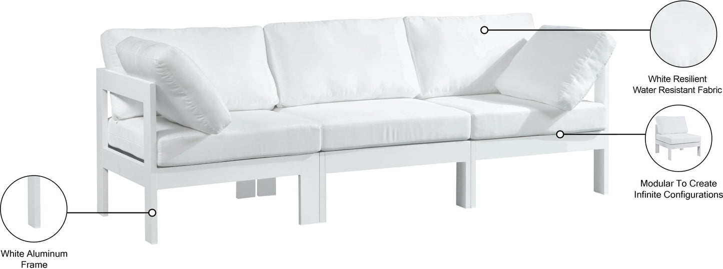 Nizuc - Outdoor Patio 3 Seat Modular Sofa With White Frame