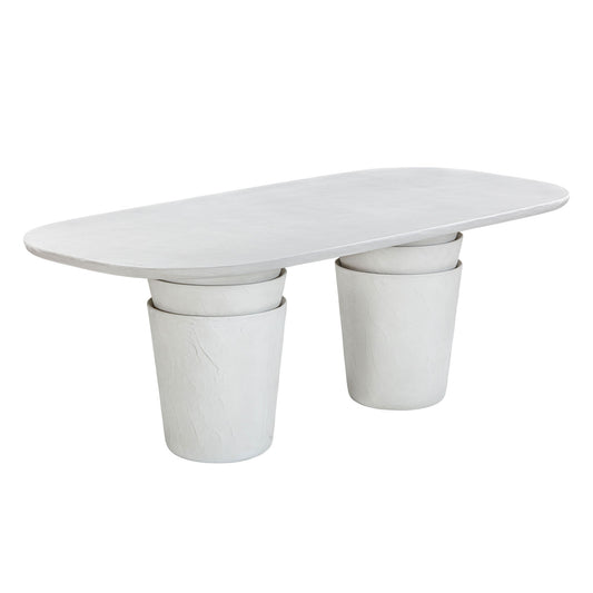 Margot - Faux Plaster Indoor / Outdoor Concrete Dining Table - Light Gray