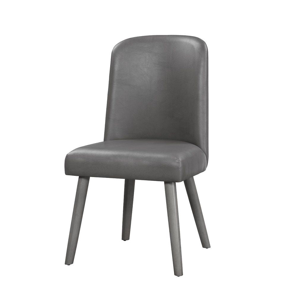 Waylon - Side Chair (Set of 2) - Gray Synthetic Leather & Gray Oak